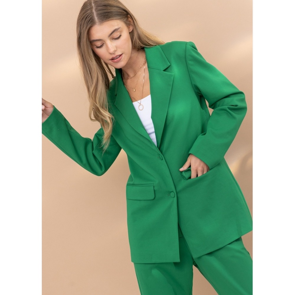 Blue B Small NWT Kelly Green Two Piece Pant‎ Suit Blazer Trousers Professional